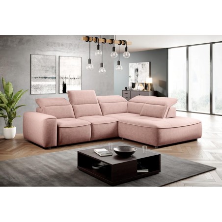 Narożnik COLOMBO L Prawostronny z elektryczną funkcją spania pojemnikiem ELEMENT 18 Różowy WERSAL