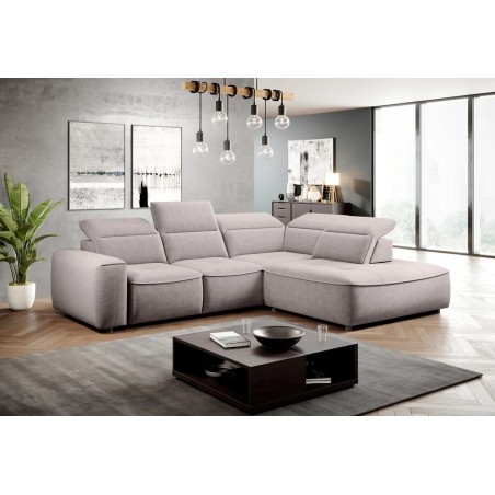 Narożnik COLOMBO L Prawostronny z elektryczną funkcją spania pojemnikiem ELEMENT 24 Jasny szary WERSAL