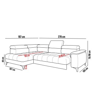 Narożnik CHIVAS L Prawostronny z Elektryczną regulacją siedziska wolnostojący tkanina Element 24 WERSAL