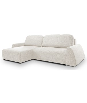 Narożnik ALMI Lewostronny z funkcją spania, wolnostojący tkanina EXCITE ME 01 Biały