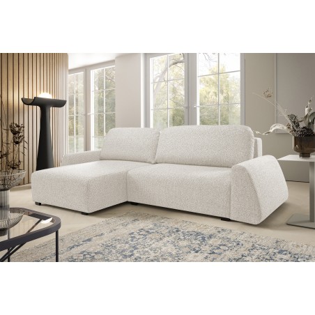 Narożnik ALMI Lewostronny z funkcją spania, wolnostojący tkanina EXCITE ME 01 Biały