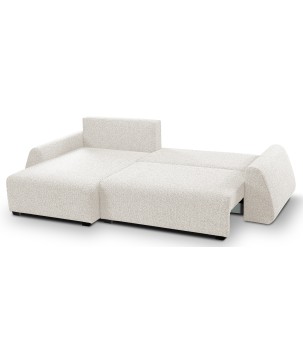 Narożnik ALMI Lewostronny z funkcją spania, wolnostojący tkanina EXCITE ME 01 Biały