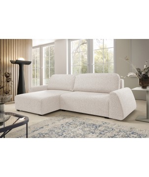 Narożnik ALMI Lewostronny z funkcją spania, wolnostojący tkanina EXCITE ME 02 Beżowy