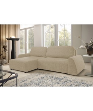 Narożnik ALMI Lewostronny z funkcją spania, wolnostojący tkanina EXCITE ME 04 Cappucino