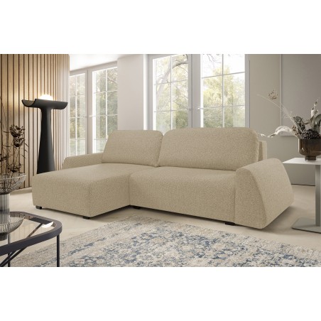 Narożnik ALMI Lewostronny z funkcją spania, wolnostojący tkanina EXCITE ME 04 Cappucino