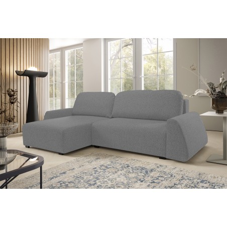 Narożnik ALMI Lewostronny z funkcją spania, wolnostojący tkanina EXCITE ME 05 Srebrny