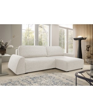 Narożnik ALMI Prawostronny z funkcją spania, wolnostojący tkanina EXCITE ME 01 Biały