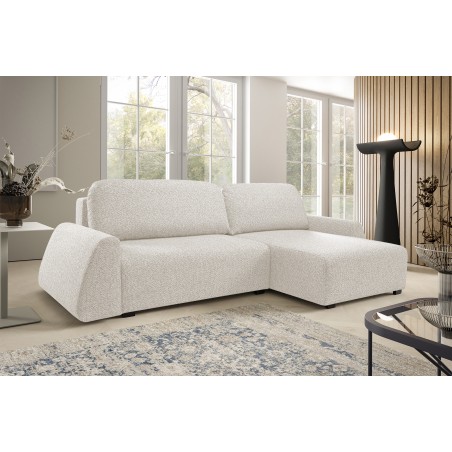 Narożnik ALMI Prawostronny z funkcją spania, wolnostojący tkanina EXCITE ME 01 Biały