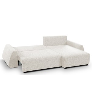 Narożnik ALMI Prawostronny z funkcją spania, wolnostojący tkanina EXCITE ME 01 Biały