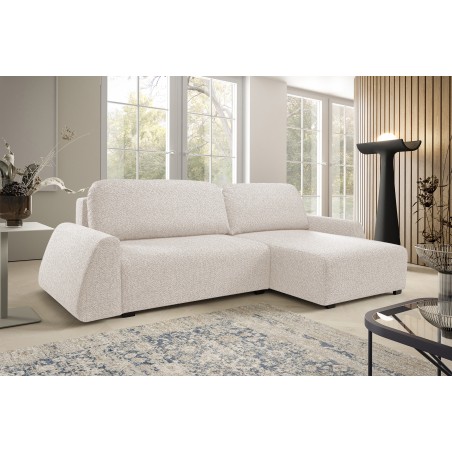 Narożnik ALMI Prawostronny z funkcją spania, wolnostojący tkanina EXCITE ME 02 Beżowy