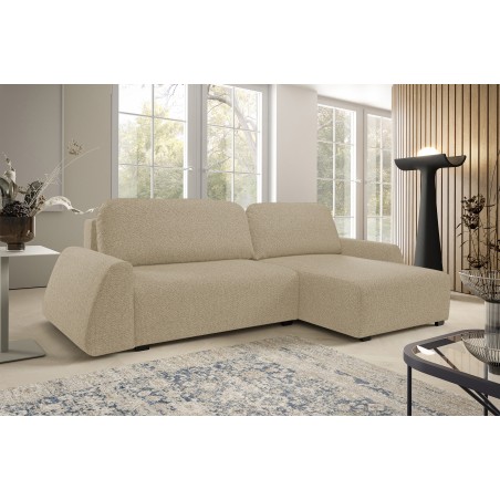 Narożnik ALMI Prawostronny z funkcją spania, wolnostojący tkanina EXCITE ME 04 Cappucino