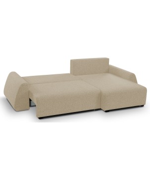 Narożnik ALMI Prawostronny z funkcją spania, wolnostojący tkanina EXCITE ME 04 Cappucino