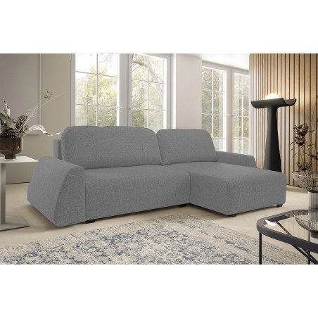 Narożnik ALMI Prawostronny z funkcją spania, wolnostojący tkanina EXCITE ME 05 Srebrny