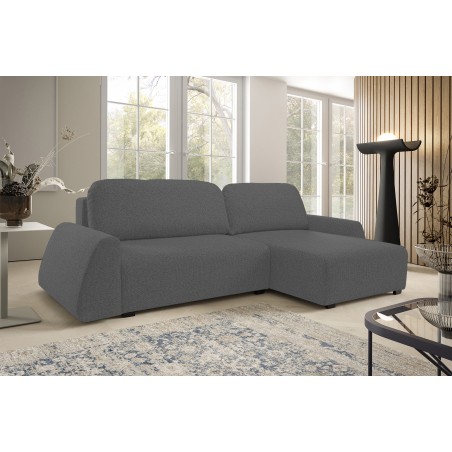 Narożnik ALMI Prawostronny z funkcją spania, wolnostojący tkanina EXCITE ME 06 Szary