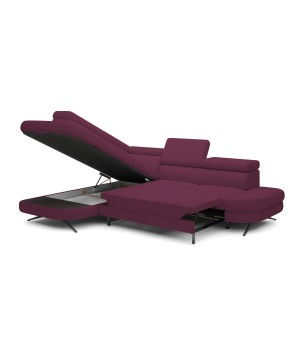 Narożnik OTIS L Lewostronny Regulowane Zagłówki wolnostojący tkanina AURORA 09 WERSAL