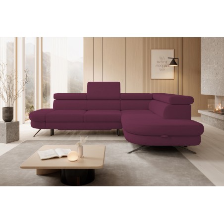 Narożnik OTIS L Prawostronny Regulowane Zagłówki wolnostojący tkanina AURORA 09 WERSAL