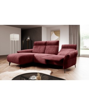 Narożnik STELVIO S układ L Lewostronny z funkcją elektrycznej regulacji głebokości siedziska i oparcia WERSAL