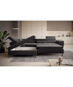 Narożnik TEMPO Lewostronny w układzie L z funkcją spania i pojemnikiem WERSAL