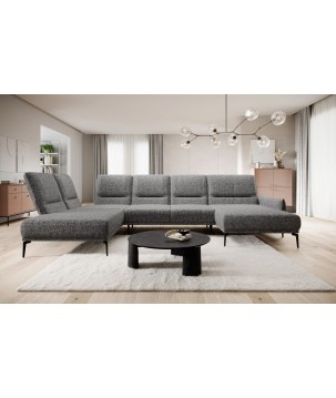 Narożnik STORM XL układ U Lewostronny z funkcją regulacji oparcia i wysuwu podnóżka WERSAL