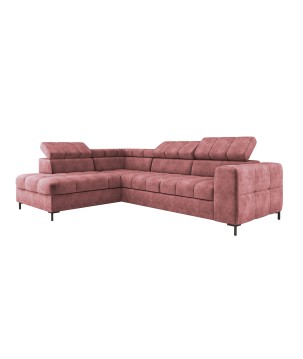 Narożnik PABLOS układ L strona Lewa w tkaninie CLOUD 63 regulowane zagłówki z funkcją spania