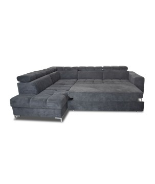 Narożnik PABLOS układ L strona Lewa w tkaninie CLOUD 63 regulowane zagłówki z funkcją spania