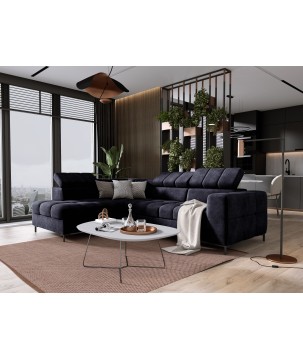 Narożnik PABLOS układ L strona Lewa w tkaninie CLOUD 79 regulowane zagłówki z funkcją spania