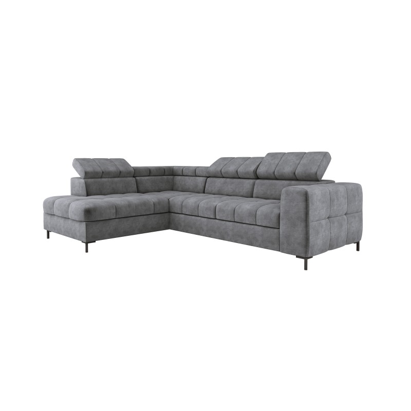 Narożnik PABLOS układ L strona Lewa w tkaninie CLOUD 82 regulowane zagłówki z funkcją spania