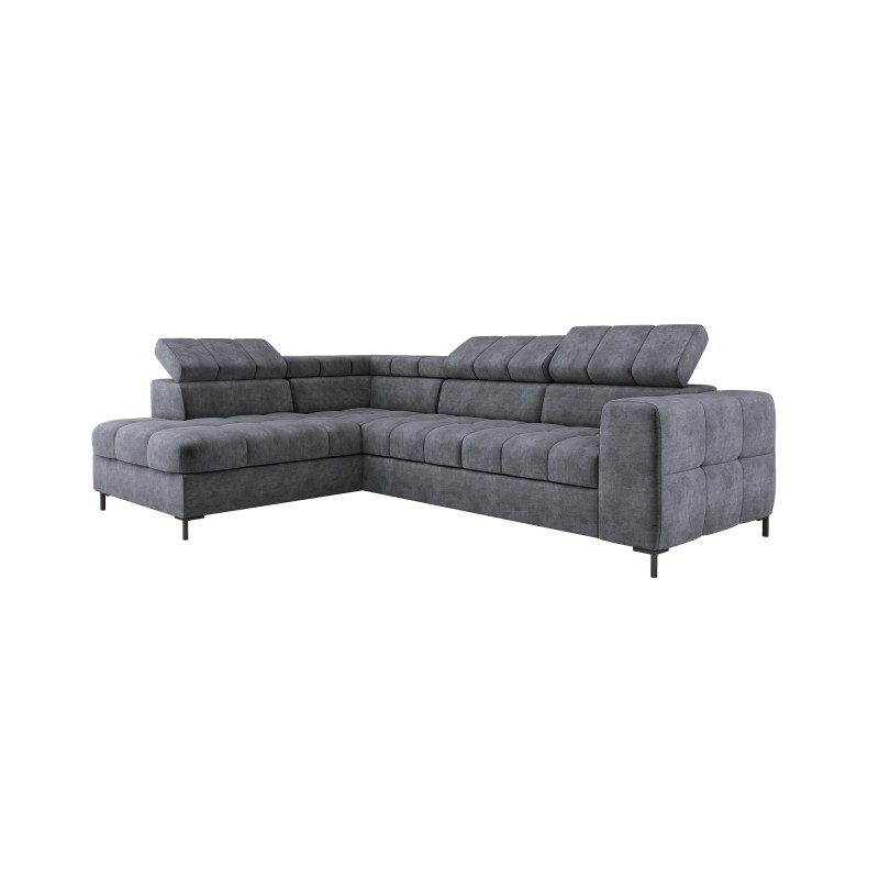 Narożnik PABLOS układ L strona Lewa w tkaninie CLOUD 91 regulowane zagłówki z funkcją spania