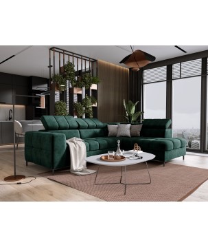 Narożnik PABLOS układ L strona Prawa w tkaninie CLOUD 39 regulowane zagłówki z funkcją spania