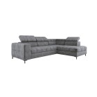 Narożnik PABLOS układ L strona Prawa w tkaninie CLOUD 82 regulowane zagłówki z funkcją spania