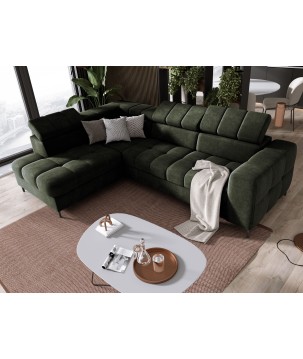 Narożnik PABLOS układ L strona Lewa w tkaninie VOGUE 11 regulowane zagłówki z funkcją spania