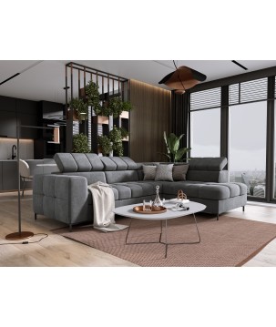 Narożnik PABLOS układ L strona Lewa w tkaninie VOGUE 14 regulowane zagłówki z funkcją spania