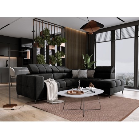 Narożnik PABLOS układ L strona Lewa w tkaninie VOGUE 18 regulowane zagłówki z funkcją spania