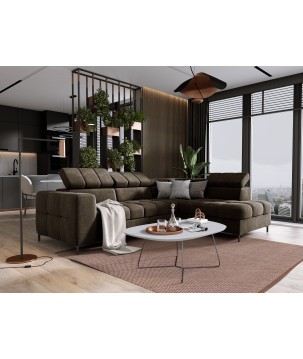 Narożnik PABLOS układ L strona Prawa w tkaninie VOGUE 06 regulowane zagłówki z funkcją spania