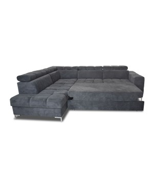 Narożnik PABLOS układ L strona Lewa w tkaninie CLOUD 03 regulowane zagłówki z funkcją spania