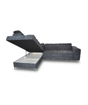 Narożnik PABLOS układ L strona Lewa w tkaninie CLOUD 68 regulowane zagłówki z funkcją spania