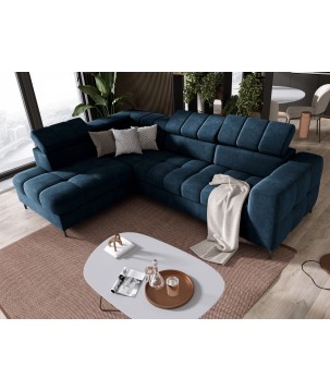 Narożnik PABLOS układ L strona Lewa w tkaninie VOGUE 13 regulowane zagłówki z funkcją spania