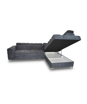 Narożnik PABLOS układ L strona Lewa w tkaninie VOGUE 18 regulowane zagłówki z funkcją spania