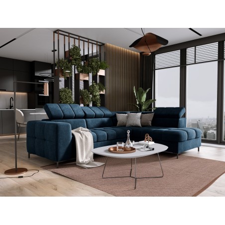 Narożnik PABLOS układ L strona Prawa w tkaninie VOGUE 13 regulowane zagłówki z funkcją spania