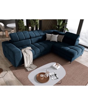 Narożnik PABLOS układ L strona Prawa w tkaninie VOGUE 13 regulowane zagłówki z funkcją spania