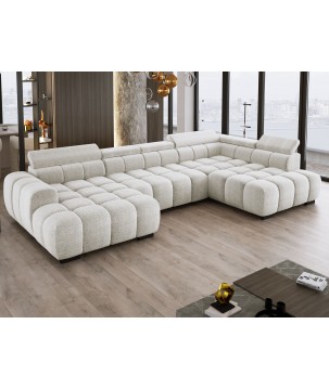 Narożnik BULL XL Prawostronny z elektryczną funkcją regulacji tkanina Eden 01 Biały WERSAL