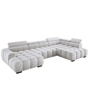 Narożnik BULL XL Prawostronny z elektryczną funkcją regulacji tkanina Eden 17 Złamana biel WERSAL