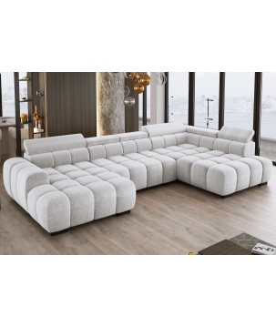 Narożnik BULL XL Prawostronny z elektryczną funkcją regulacji tkanina Eden 17 Złamana biel WERSAL