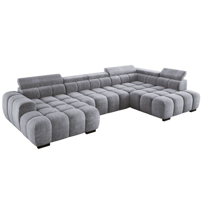 Narożnik BULL XL Prawostronny z elektryczną funkcją regulacji tkanina Eden 18 Srebrny WERSAL