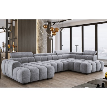 Narożnik BULL XL Prawostronny z elektryczną funkcją regulacji tkanina Eden 18 Srebrny WERSAL