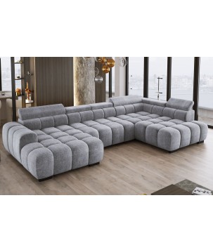 Narożnik BULL XL Prawostronny z elektryczną funkcją regulacji tkanina Eden 18 Srebrny WERSAL