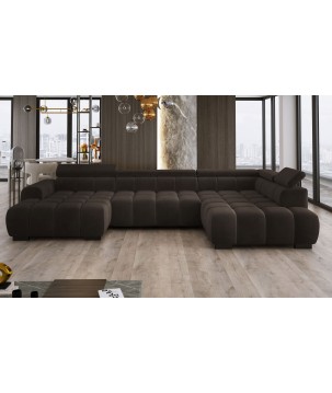 Narożnik BULL XL Prawostronny z elektryczną funkcją regulacji tkanina Salvador 04 Brąz Czekoladowy WERSAL