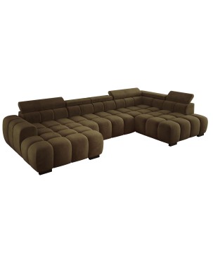 Narożnik BULL XL Prawostronny z elektryczną funkcją regulacji tkanina Salvador 10 Oliwkowa Zieleń WERSAL