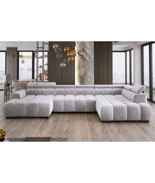 Narożnik BULL XL Prawostronny z elektryczną funkcją regulacji tkanina Salvador 13 Złamana biel WERSAL