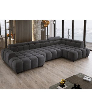 Narożnik BULL XL Prawostronny z elektryczną funkcją regulacji tkanina Salvador 15 Szary WERSAL